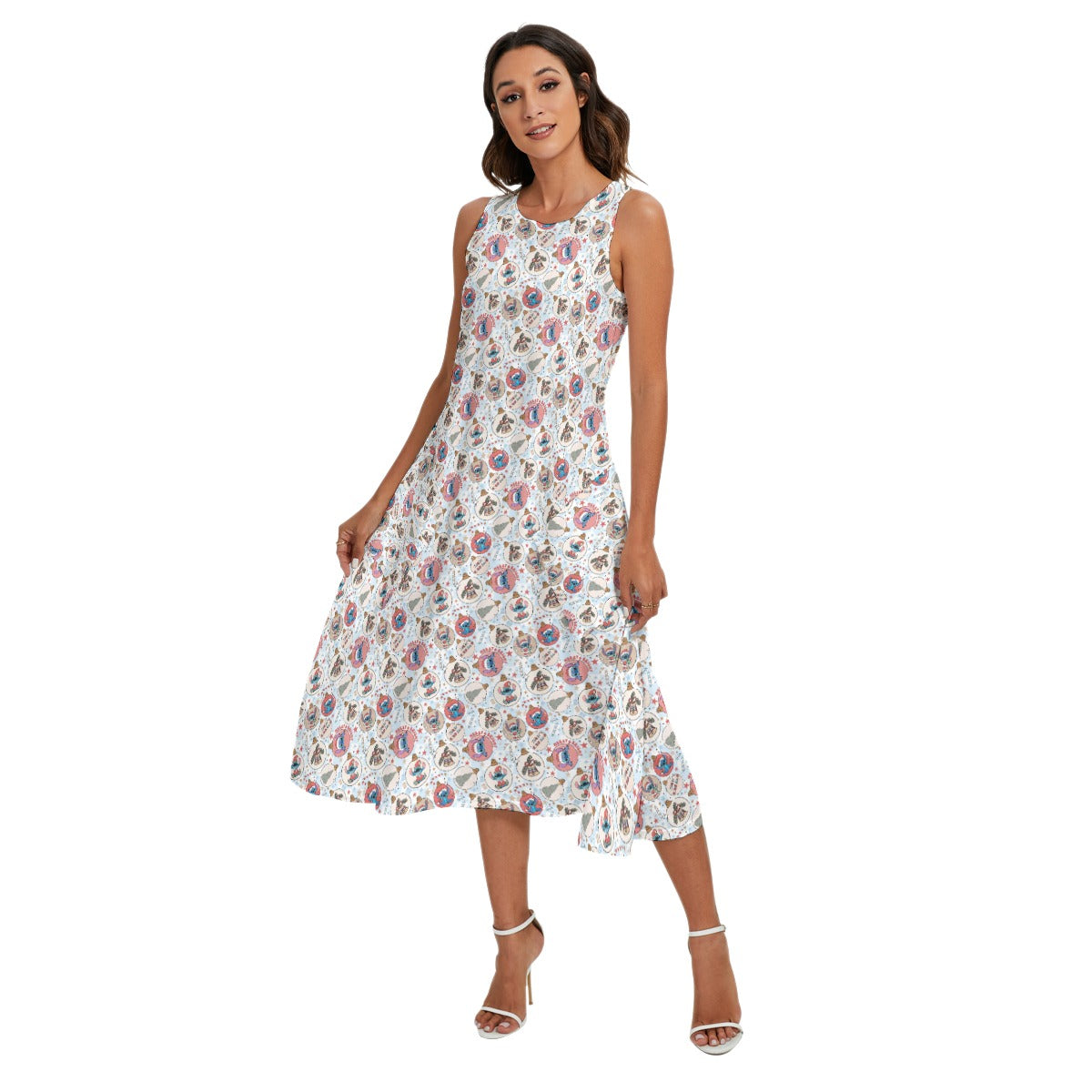Festive Elf and Ornament Fun - Women’s Diagonal Pocket Midi Dress