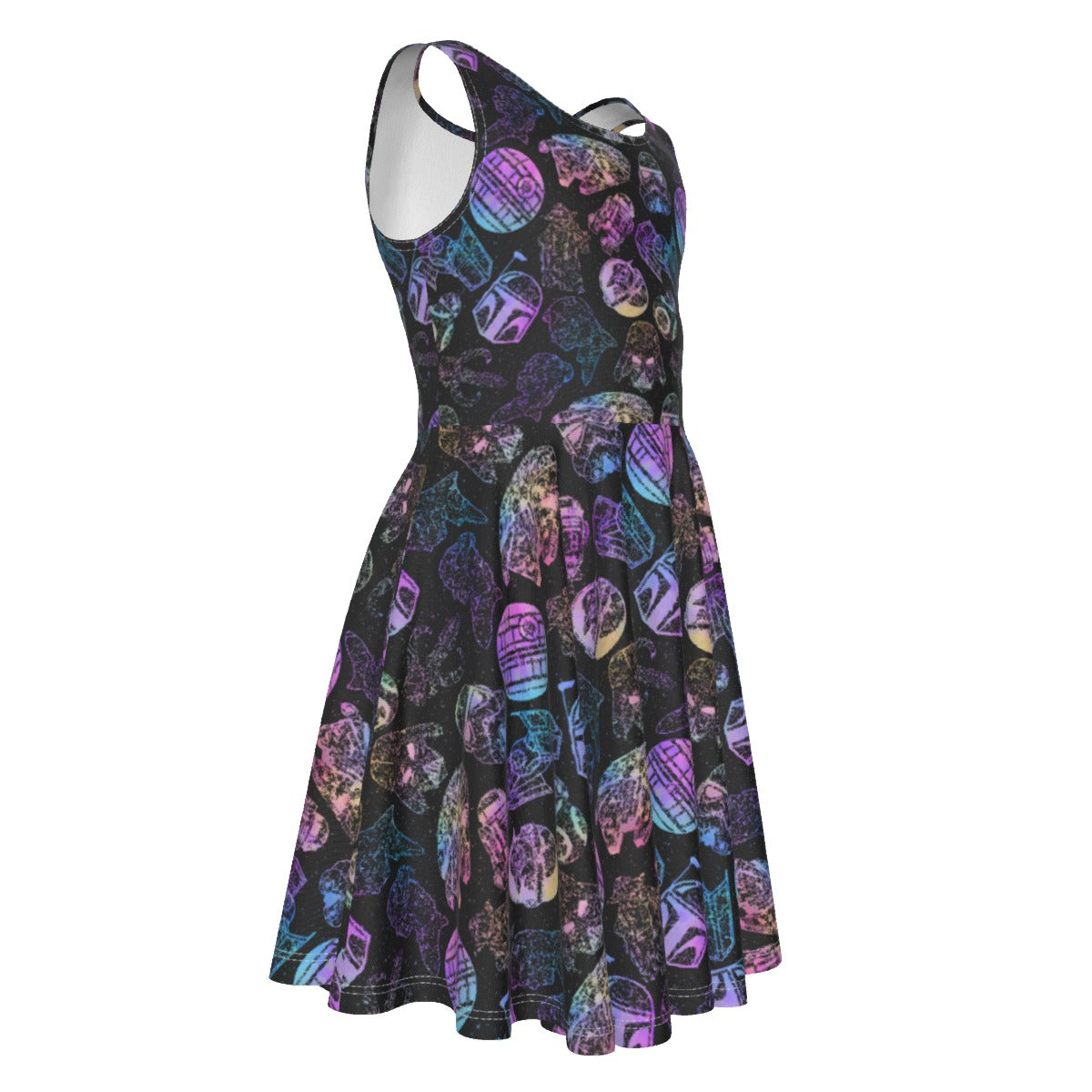 Watercolor Galactic Mandalas - Kid's Sleeveless Skater Dress