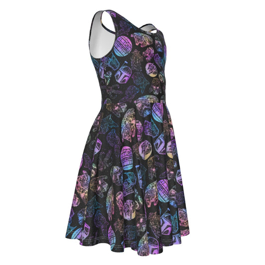 Watercolor Galactic Mandalas - Kid's Sleeveless Skater Dress