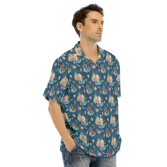 Whimsical Sea King and Crab - Men's Hawaiian Button Up Shirt