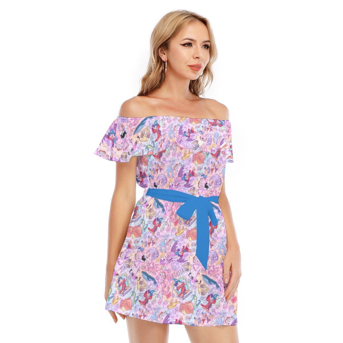 Magical Fantasia Symphony - Women's Off-shoulder Ruffle Dress