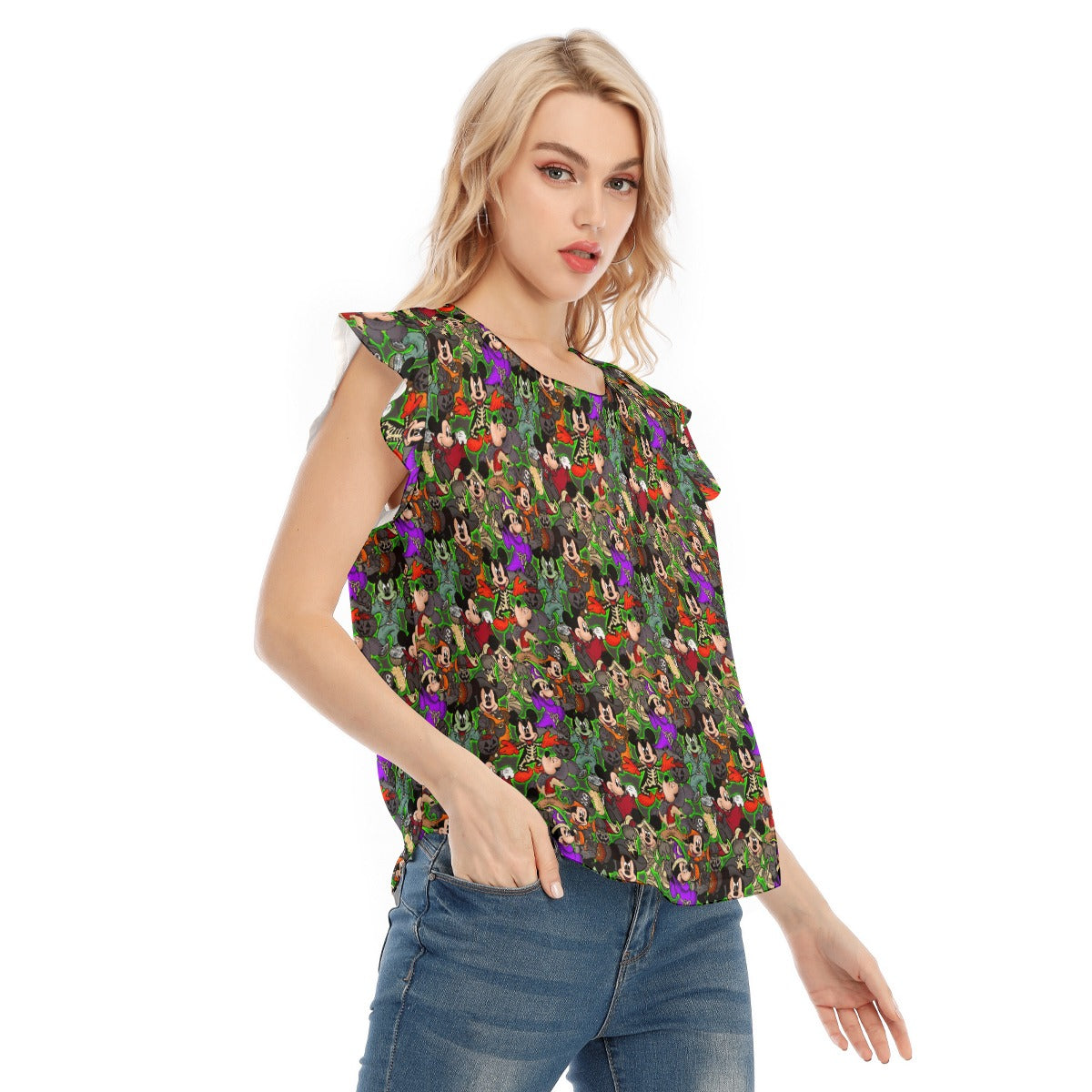 Halloween Costume Mashup - Women’s Flutter Sleeve Top