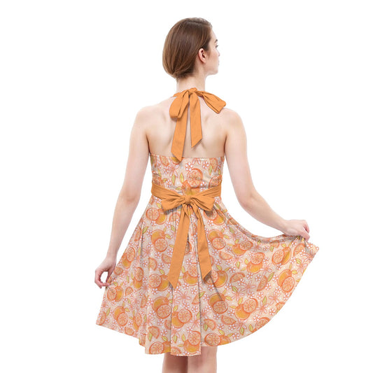 Summer Fruits - Oranges - Women's Halter Vintage Pocket Dress