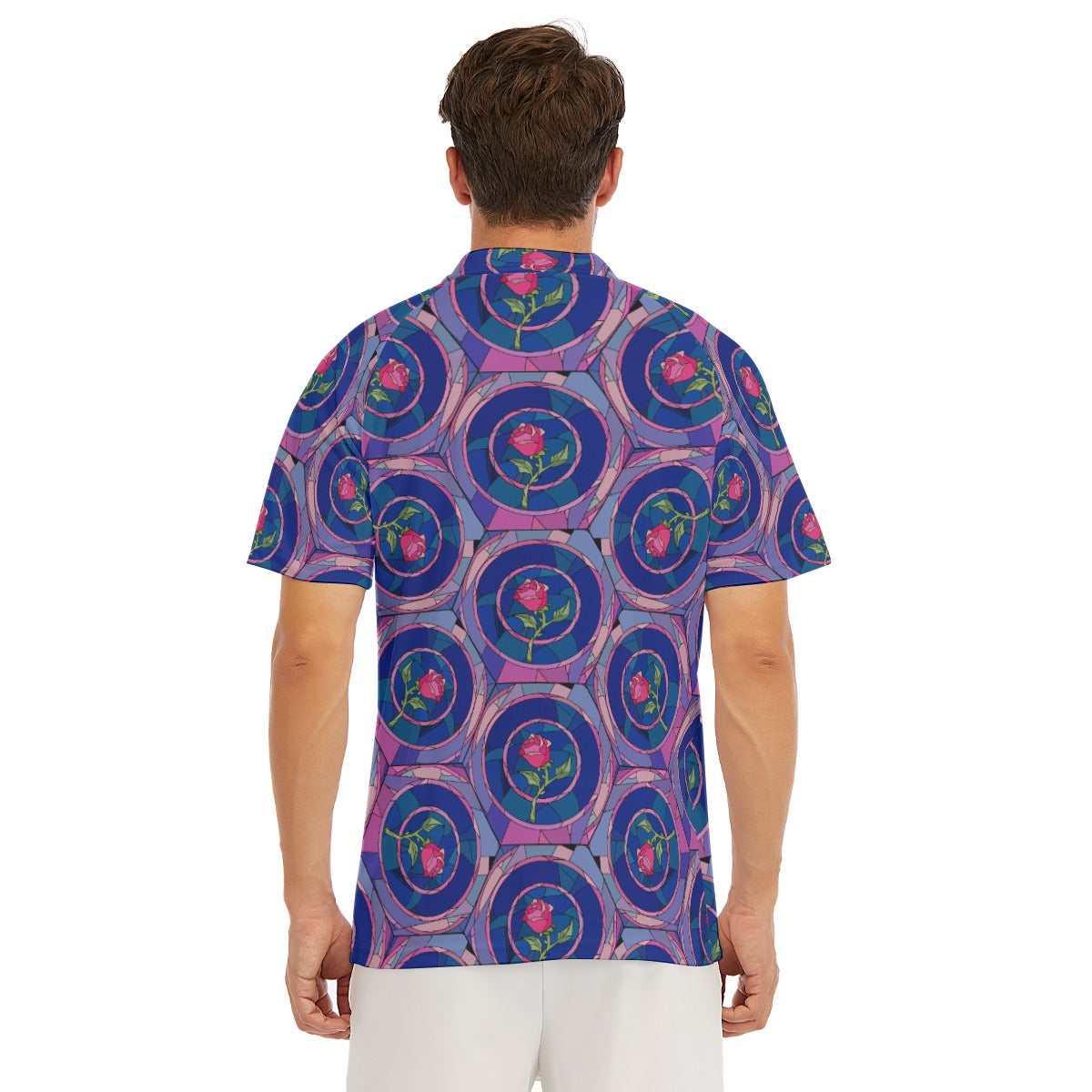 Enchanted Rose Stained Glass - Men's Polo Shirt