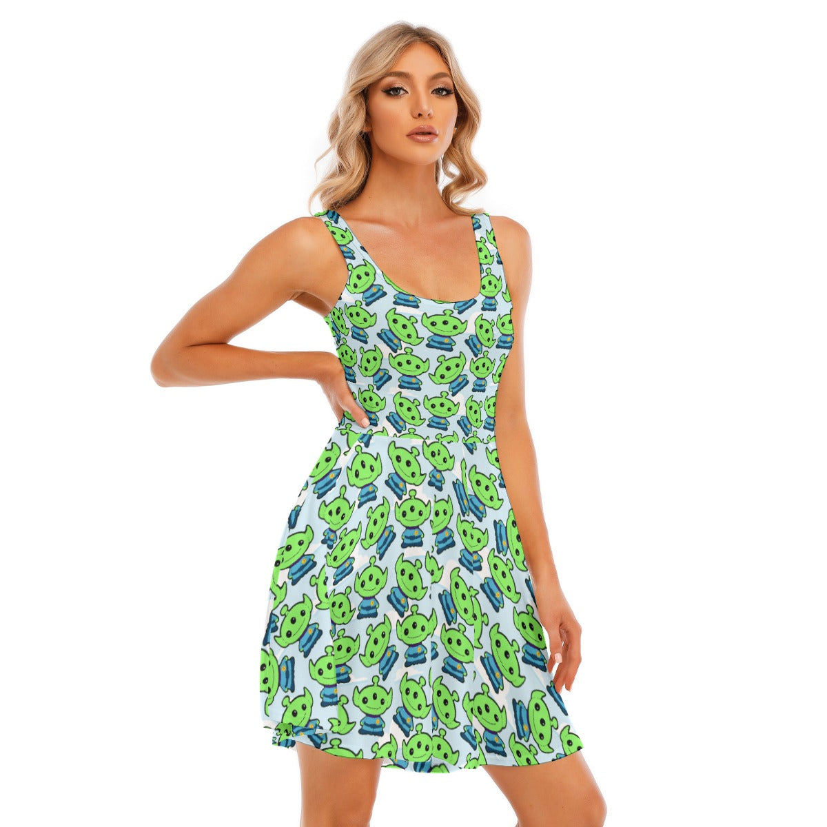 Little Green Space Aliens - Women's Sleeveless Pocket Skater Dress