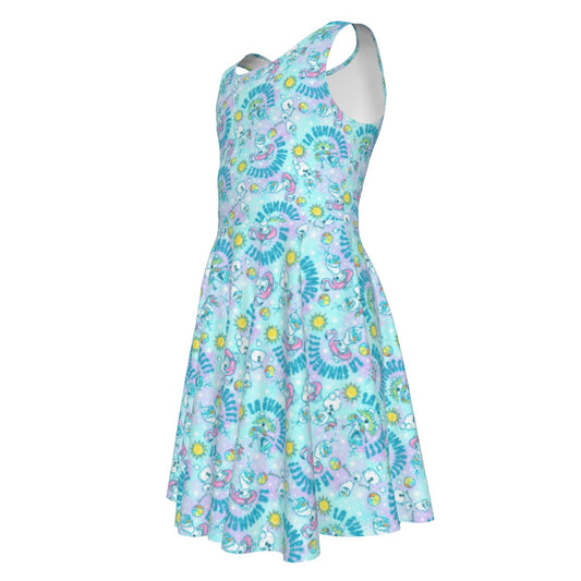 Sun-Kissed Snow Friend - Kid's Sleeveless Skater Dress