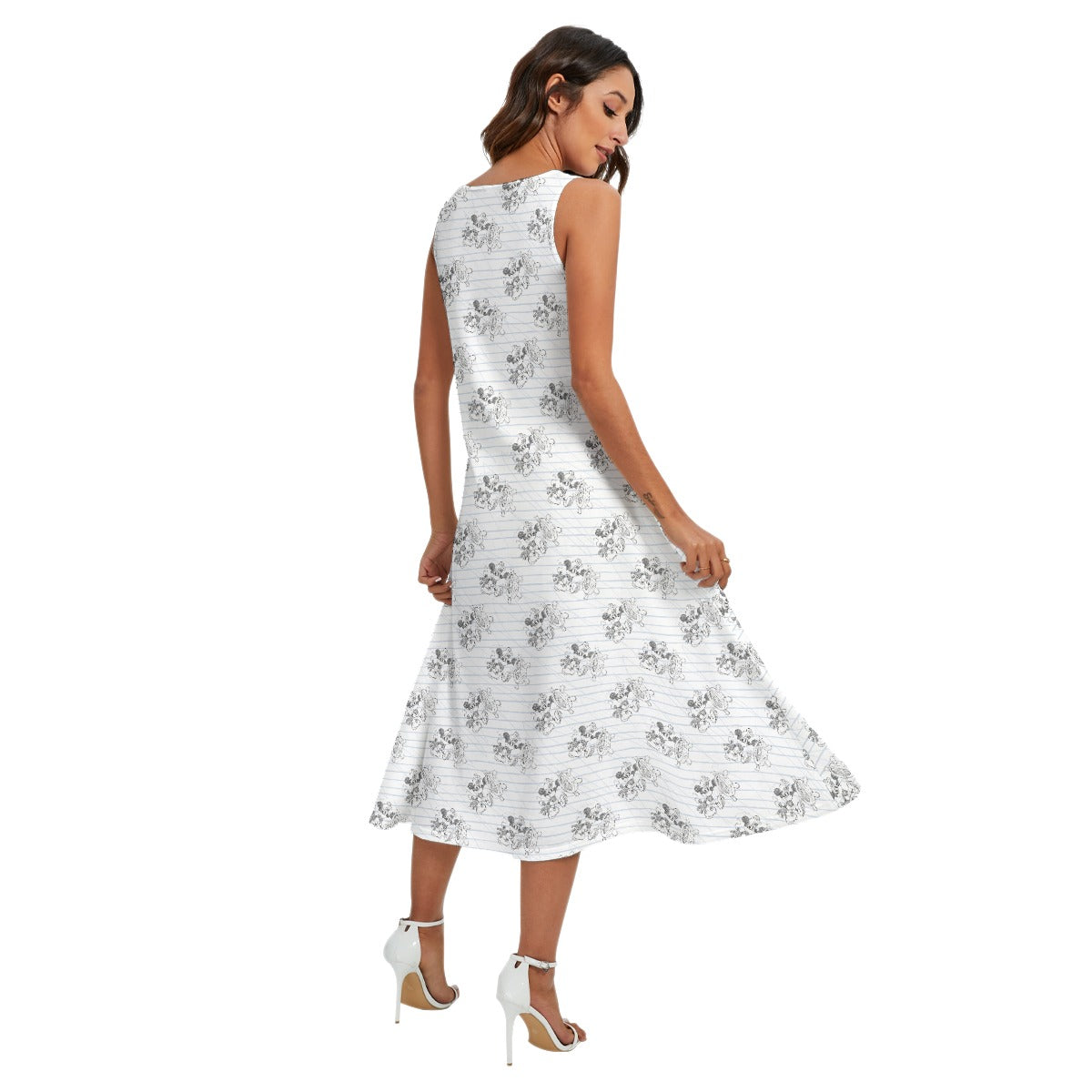 Sketch of Steamboat Mouse - Women’s Diagonal Pocket Midi Dress