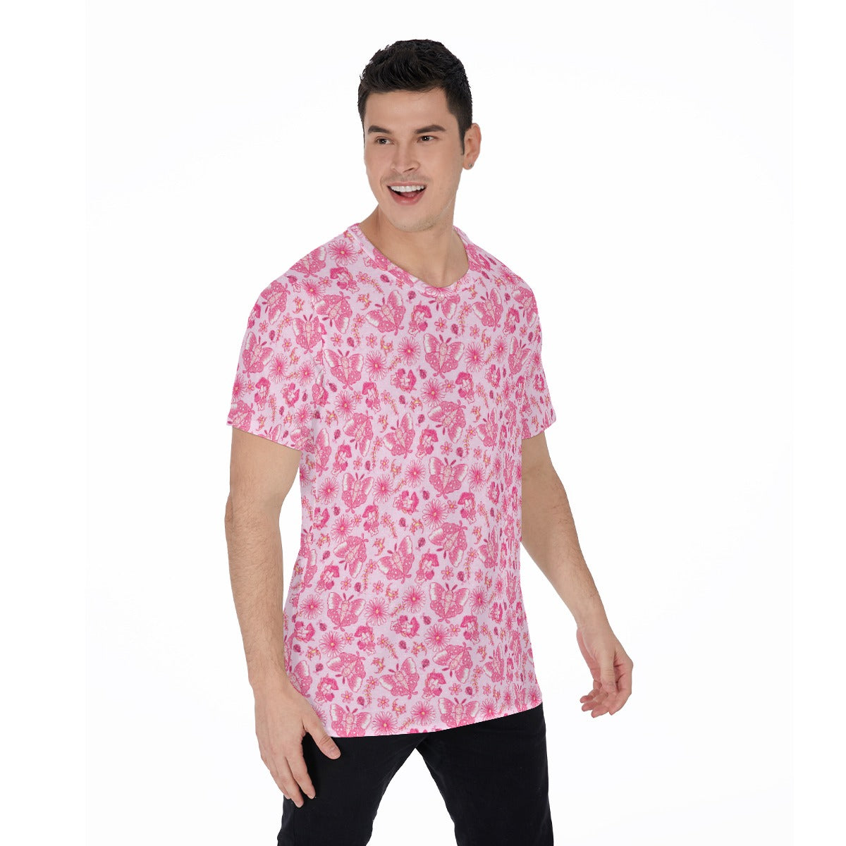 Pink Mushroom Moths - Men's Short Sleeve T-Shirt