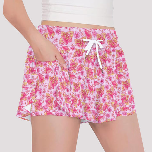 Summer Fruits - Strawberry - Girls’ Flowy Pocket Shorts