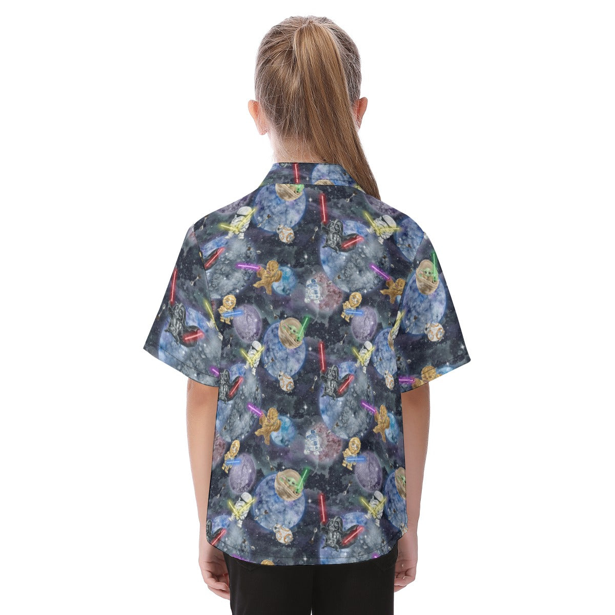 Watercolor Cosmic Battle - Kid's Hawaiian Button Up Shirt