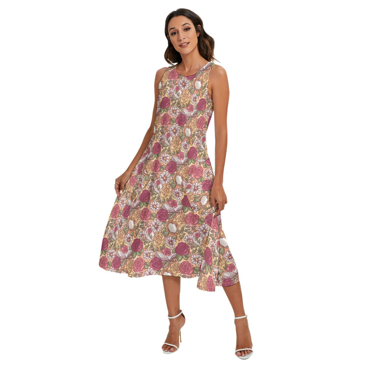 Fairytale Florals – Timeless Tale Blooms - Women’s Diagonal Pocket Midi Dress