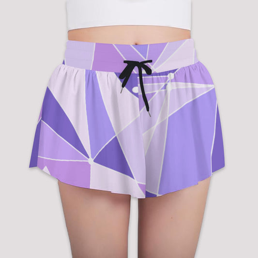Geometric Purple Wall - Girls’ Flowy Pocket Shorts