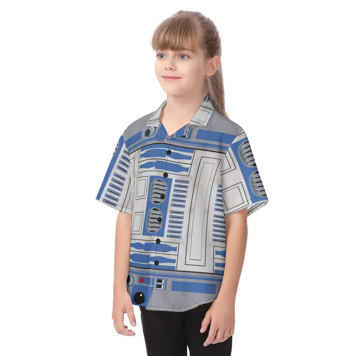 Little Blue Droid - Kid's Hawaiian Button Up Shirt