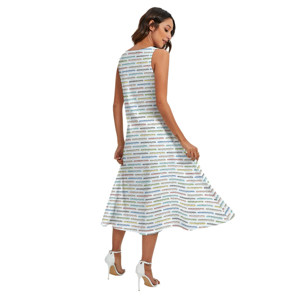 Monorail Rainbow Express - Women’s Diagonal Pocket Midi Dress