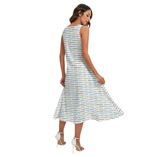 Monorail Rainbow Express - Women’s Diagonal Pocket Midi Dress