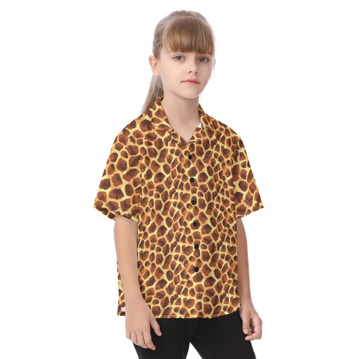 Animal Print - Giraffe - Kid's Hawaiian Button Up Shirt