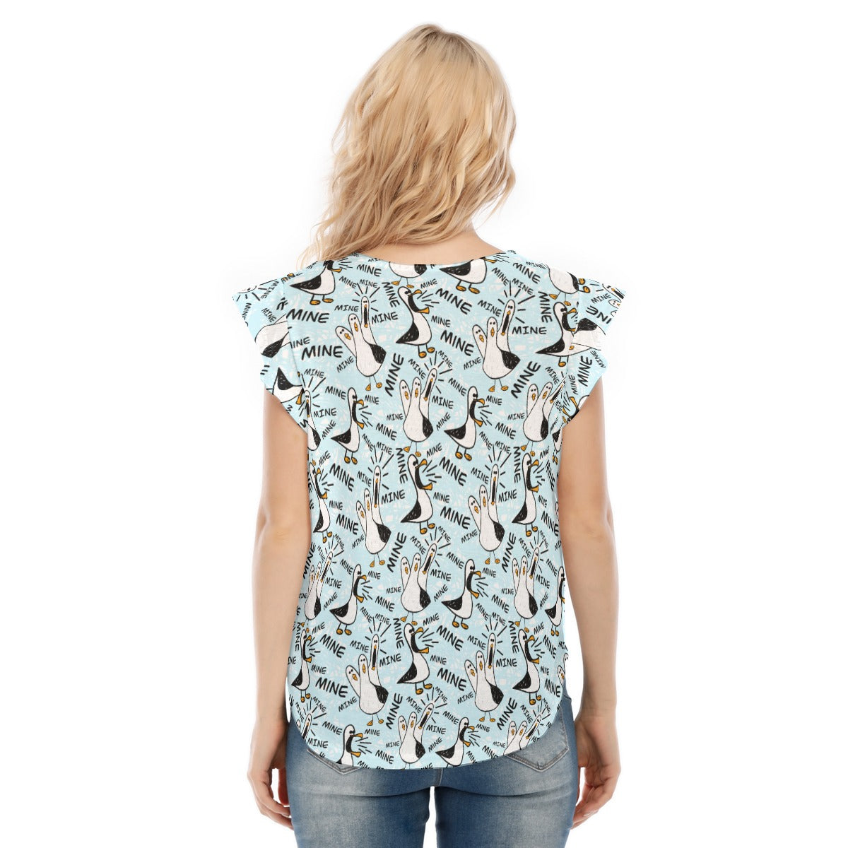 Mine Mine Mine Seagulls - Women’s Flutter Sleeve Top