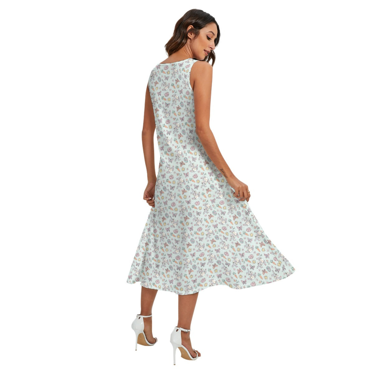Springtime Bunny Cheer - Women’s Diagonal Pocket Midi Dress