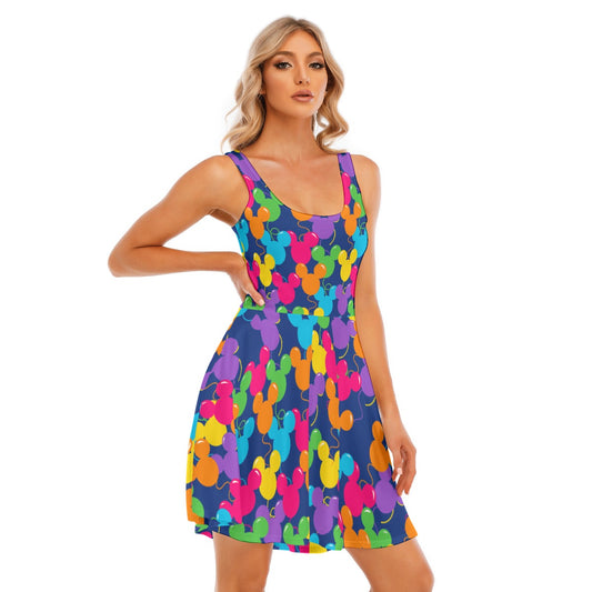 Bright Mouse Ear Balloons - Women's Sleeveless Pocket Skater Dress