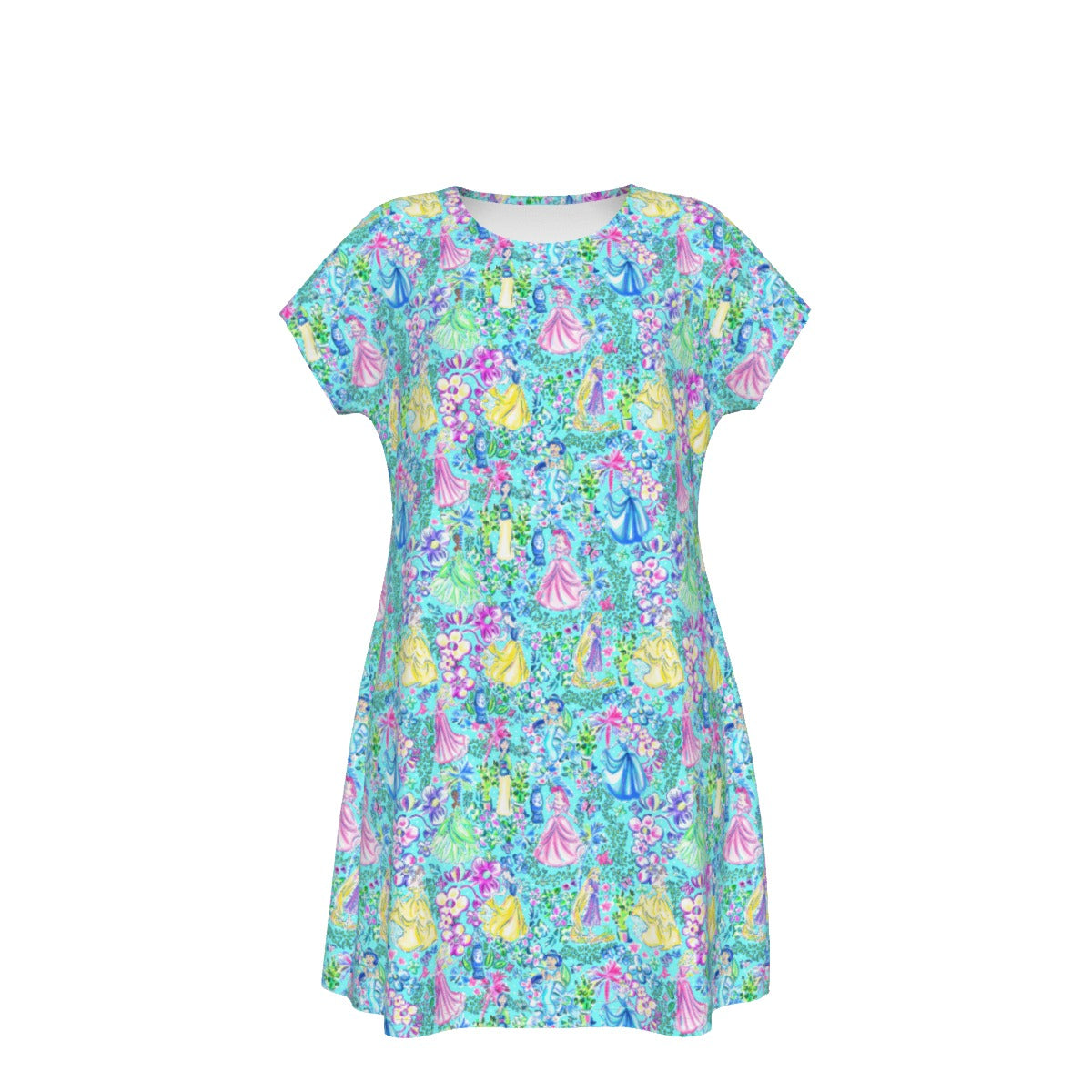 Bright Tropical Princess - Royal Garden Mashup - Women's T-Shirt Dress