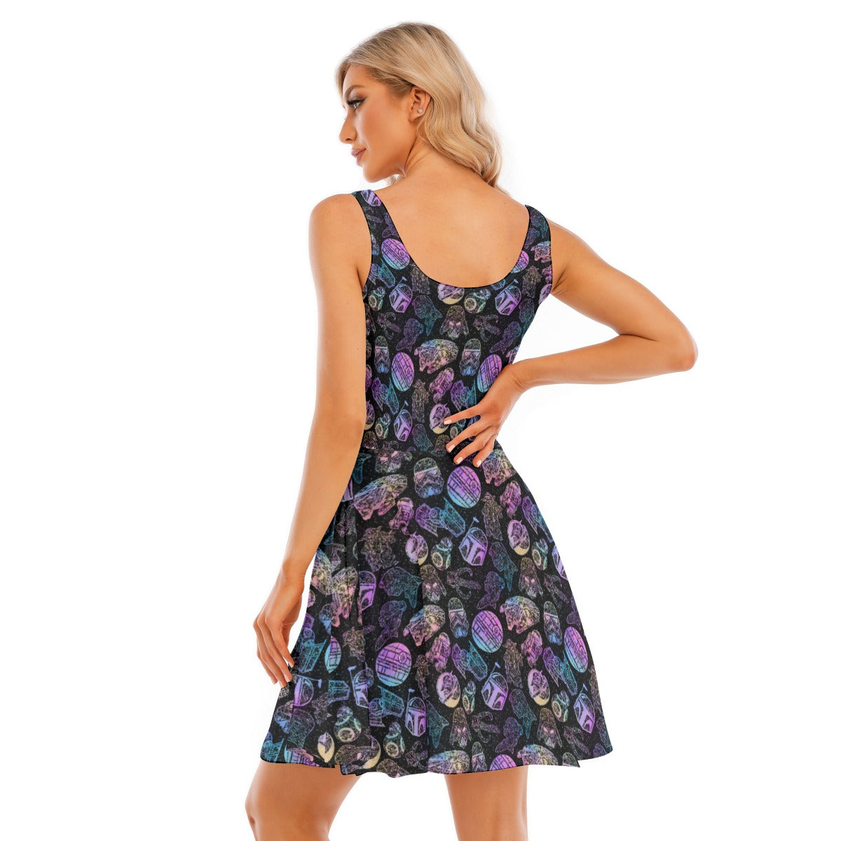 Watercolor Galactic Mandalas - Women's Sleeveless Pocket Skater Dress