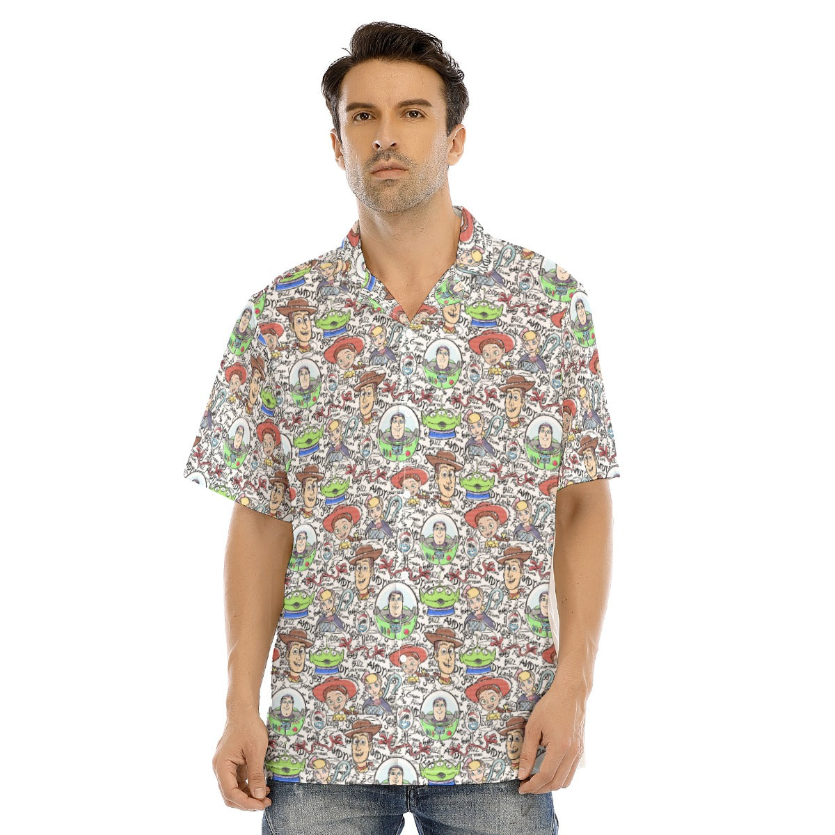 Sketch Autographs of Animated Toy Friends - Men's Hawaiian Button Up Shirt