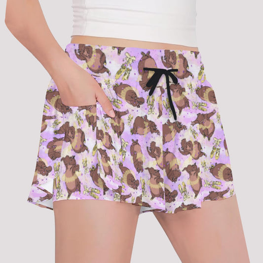 Ballerina Hippos - Girls’ Flowy Pocket Shorts