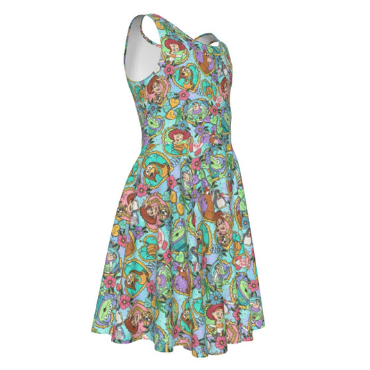 Tattoo Hearts Space Cowboys & Friends - Kid's Sleeveless Skater Dress