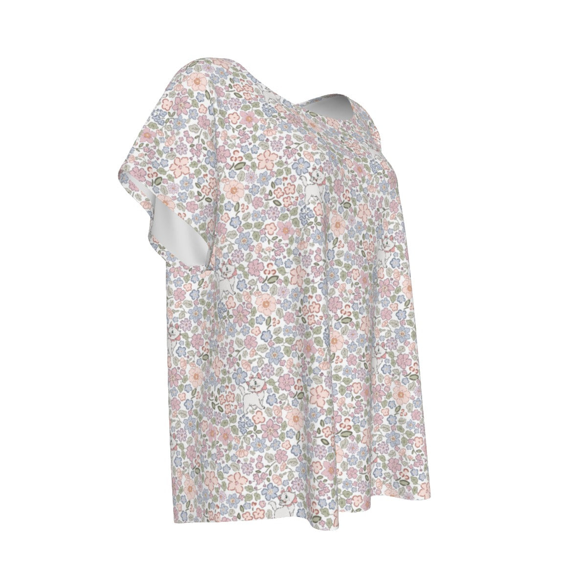 Springtime Kitten Garden Elegance - Women’s Relaxed Fit Scoop Tee