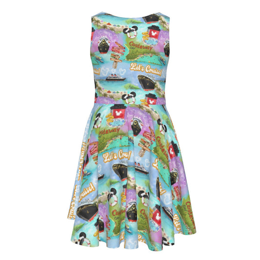 Tropical Castaway Island - Kid's Sleeveless Skater Dress