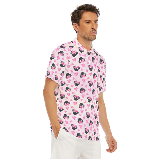 Watercolor Pink Bow Mouse Ears - Men's Polo Shirt
