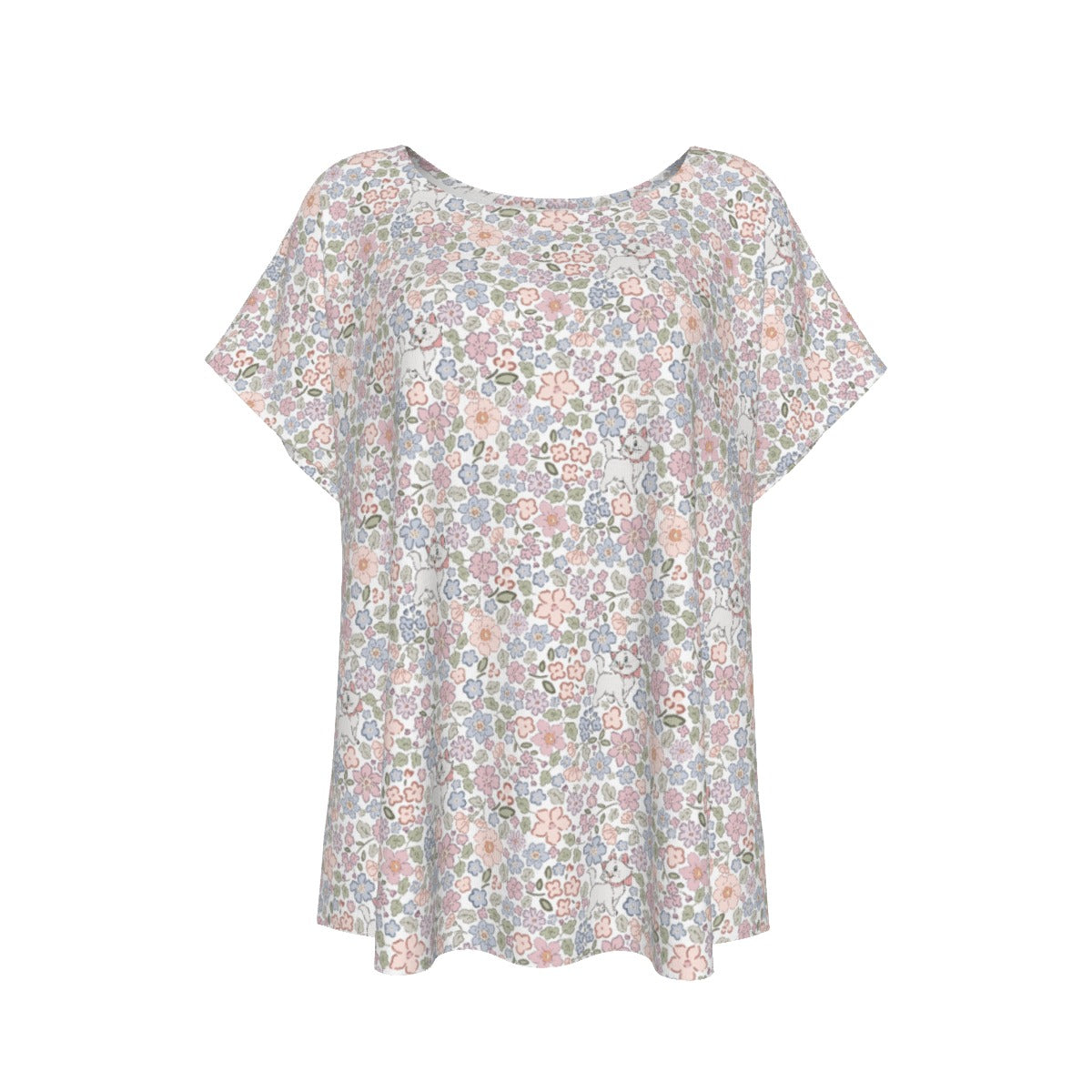 Springtime Kitten Garden Elegance - Women’s Relaxed Fit Scoop Tee