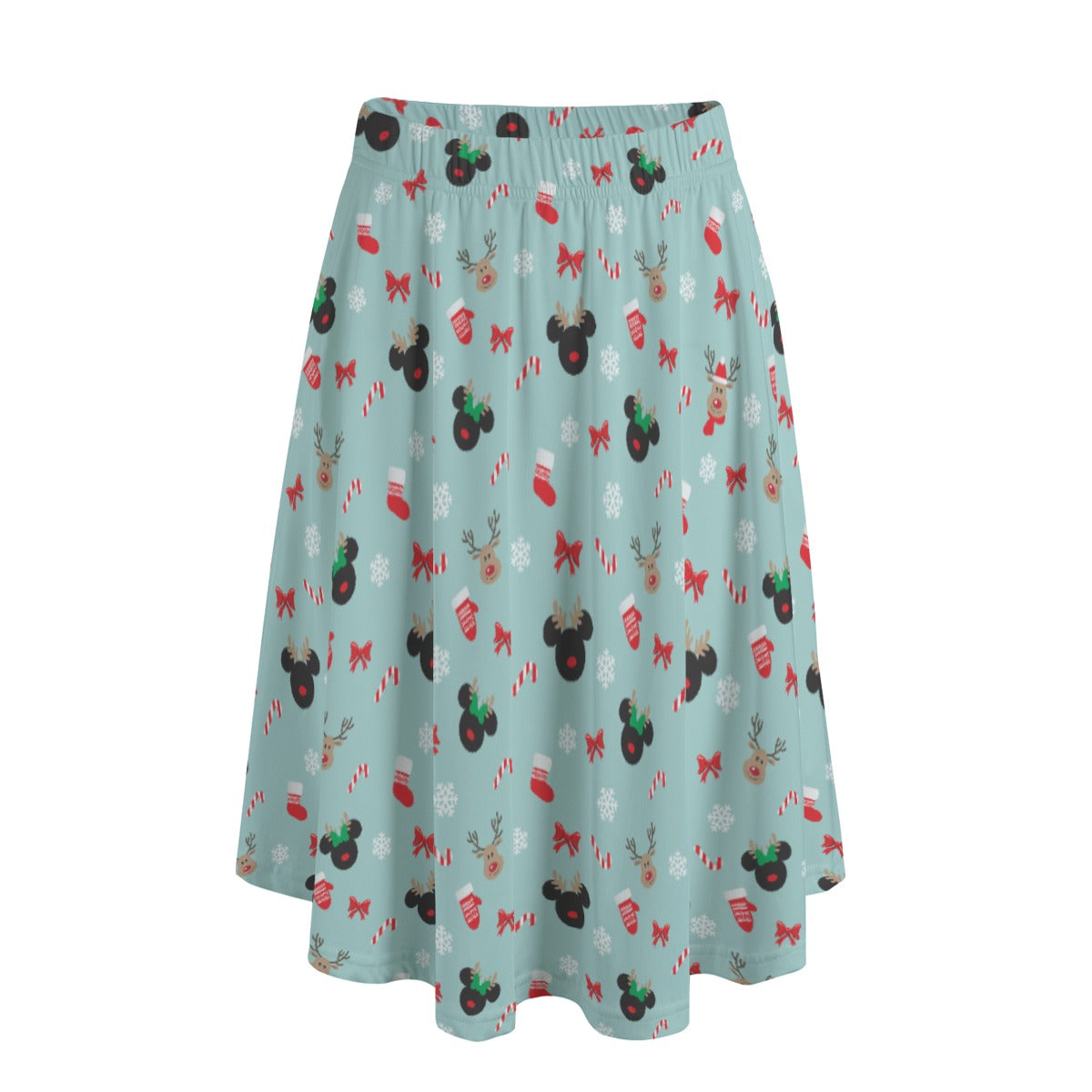 Festive Reindeer Mouse Holiday - Women’s Pocket Midi Skirt