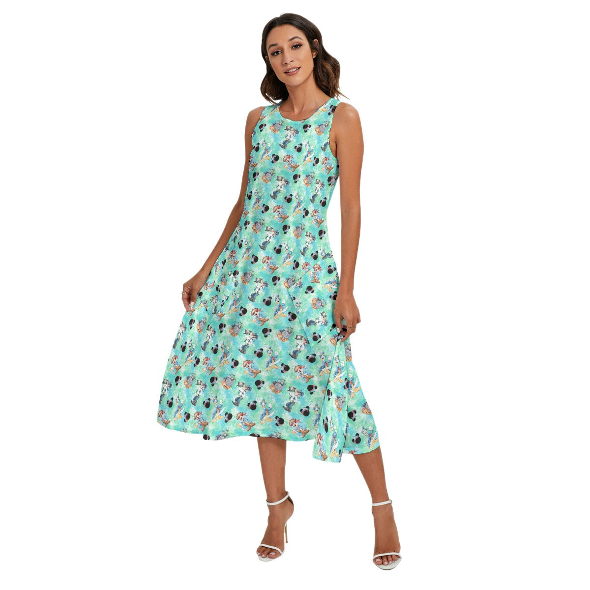 Pirate Crew Watercolor Adventure - Women’s Diagonal Pocket Midi Dress