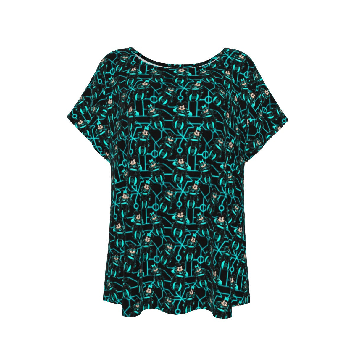 Electric Neon Grid Adventure - Women’s Relaxed Fit Scoop Tee