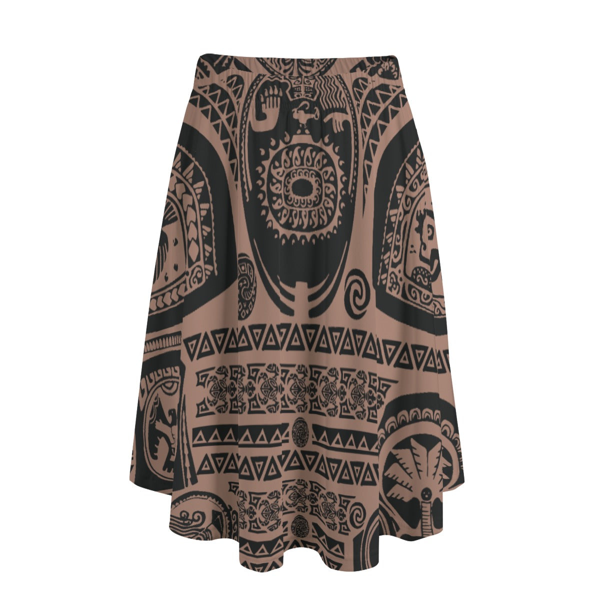 Polynesian Tattoo Motifs - Women’s Pocket Midi Skirt