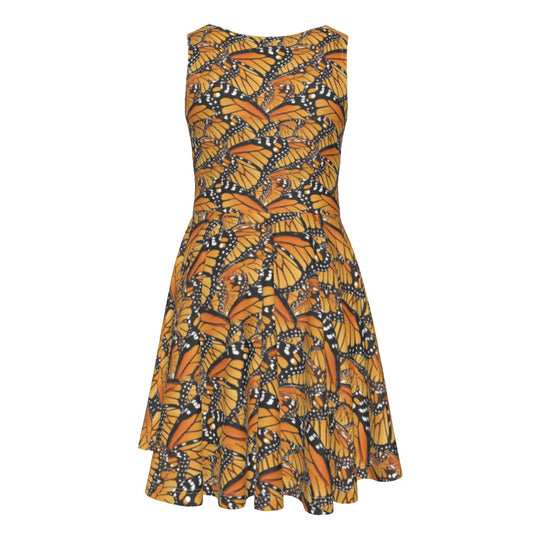 Animal Print - Monarch Butterfly - Kid's Sleeveless Skater Dress