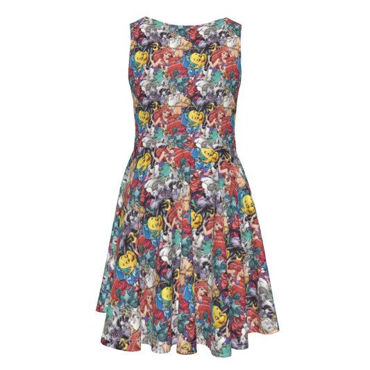 Undersea Crew Sketch - Kid's Sleeveless Skater Dress