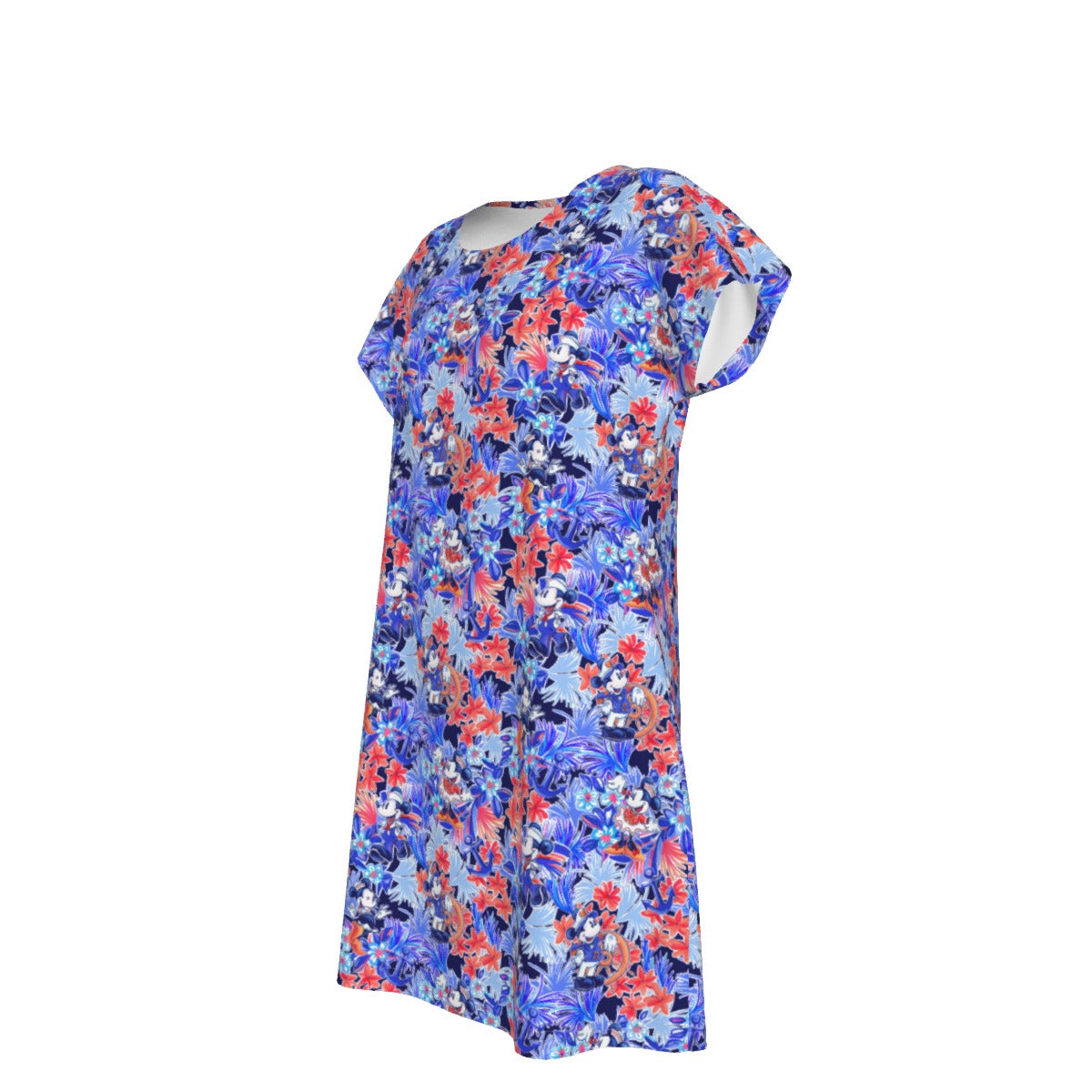 Navy Blooms Cruise - Women's T-Shirt Dress