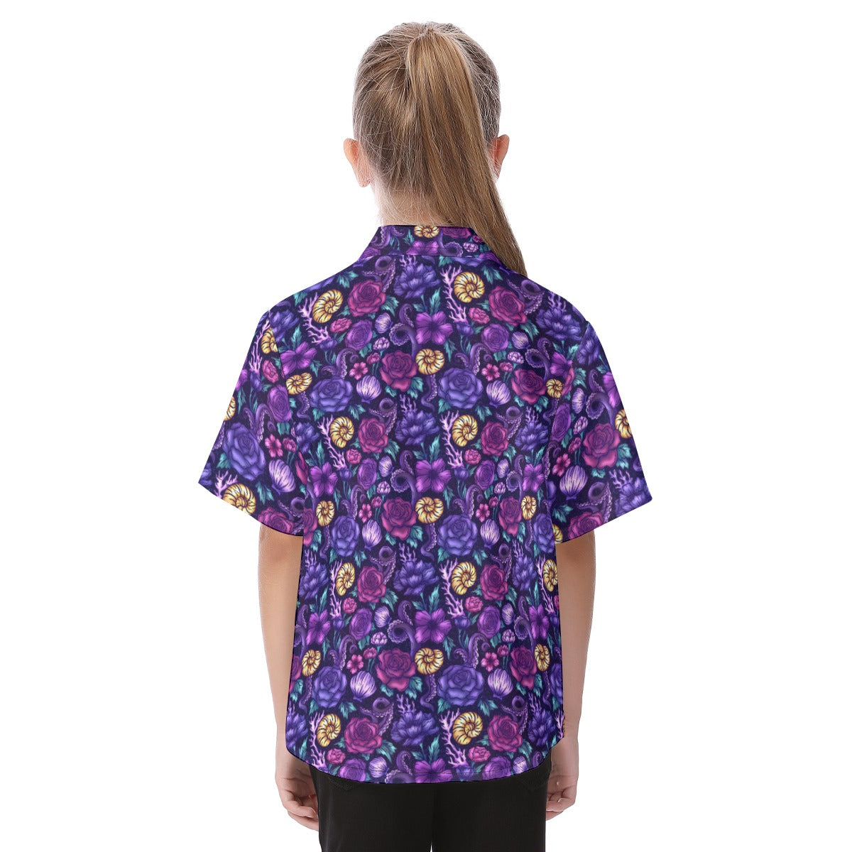 Fairytale Florals – Dark Sea Witch - Kid's Hawaiian Button Up Shirt