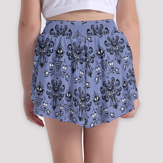 Spooky Mansion Wallpaper- Girls’ Flowy Pocket Shorts