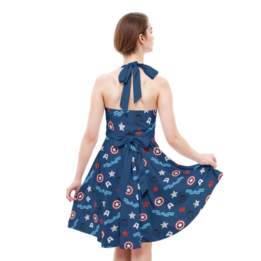 American Superhero - Women's Halter Vintage Pocket Dress