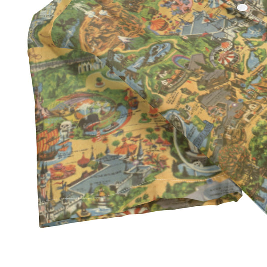Vintage Theme Park Map - Men’s Cotton-Rich Button Up Shirt
