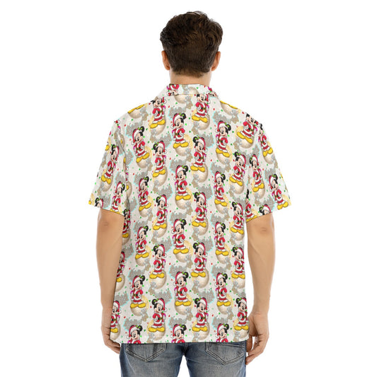 Santa Mouse Celebration - Men's Hawaiian Button Up Shirt