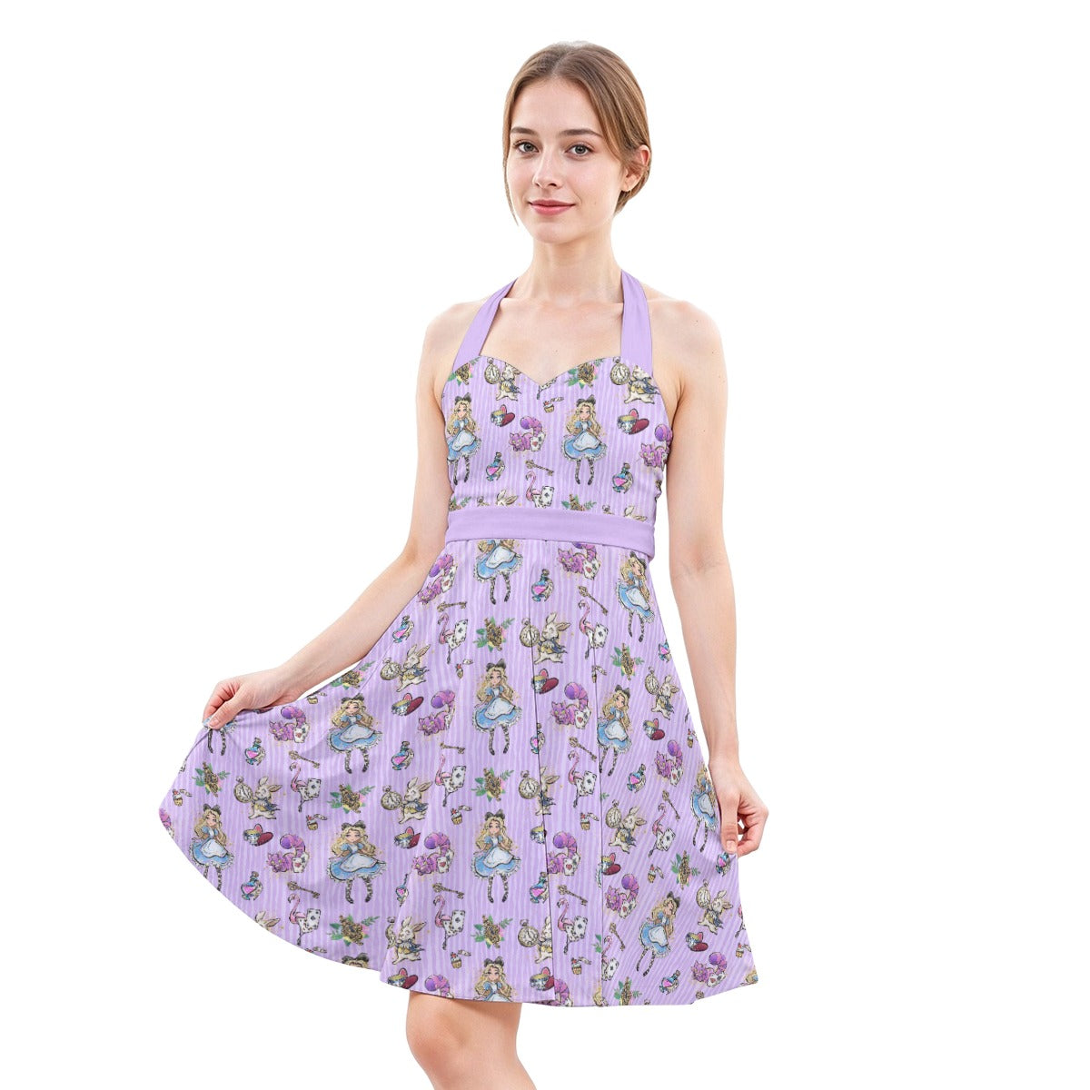 Whimsical Curious Adventure - Women's Halter Vintage Pocket Dress
