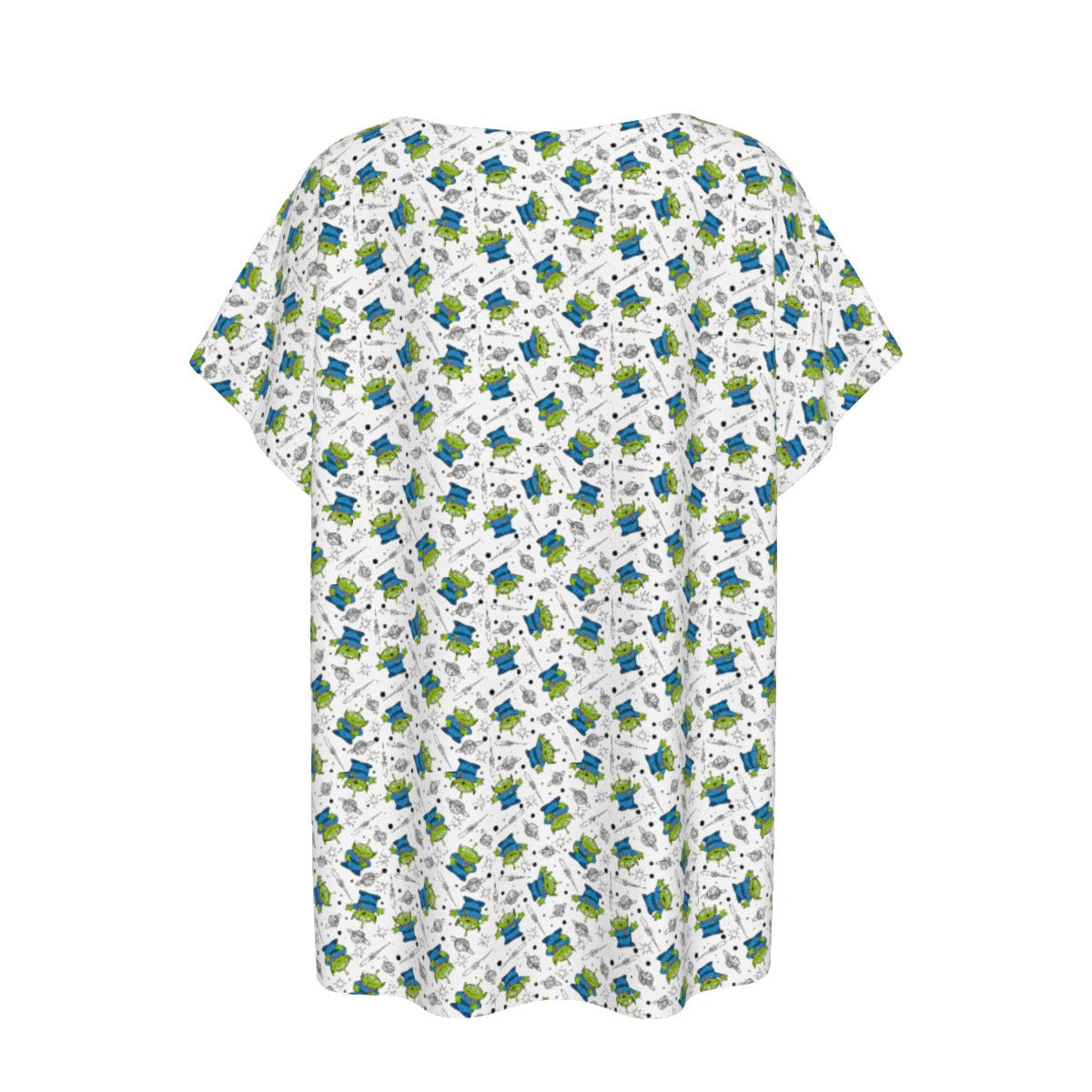 Playful Green Aliens on White - Women’s Relaxed Fit Scoop Tee
