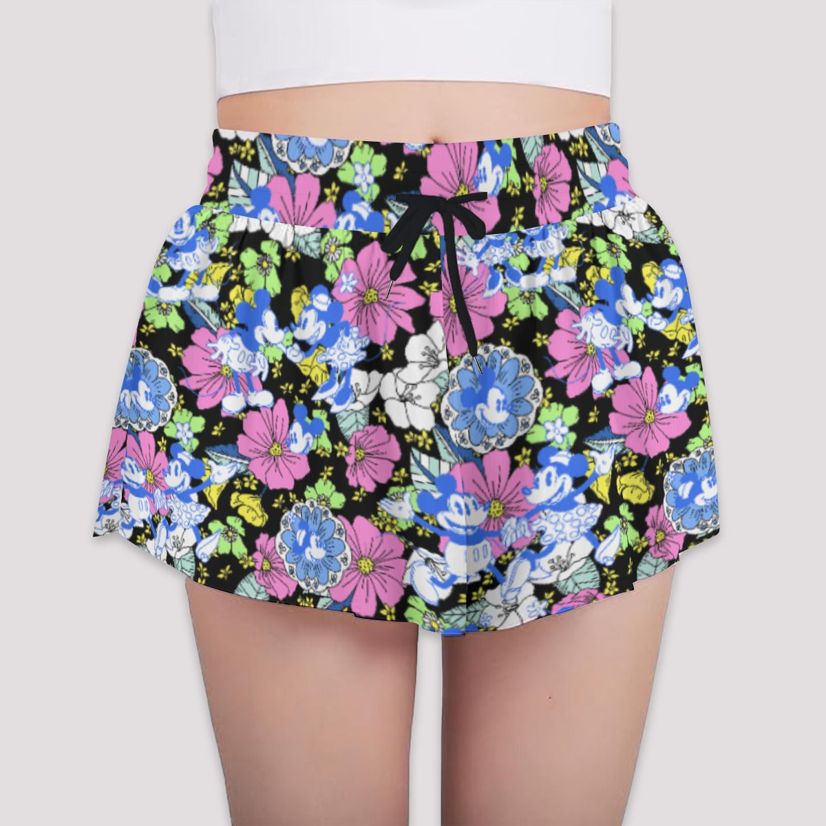 Garden Whimsy - Vintage Mouse Romancennie - Girls’ Flowy Pocket Shorts