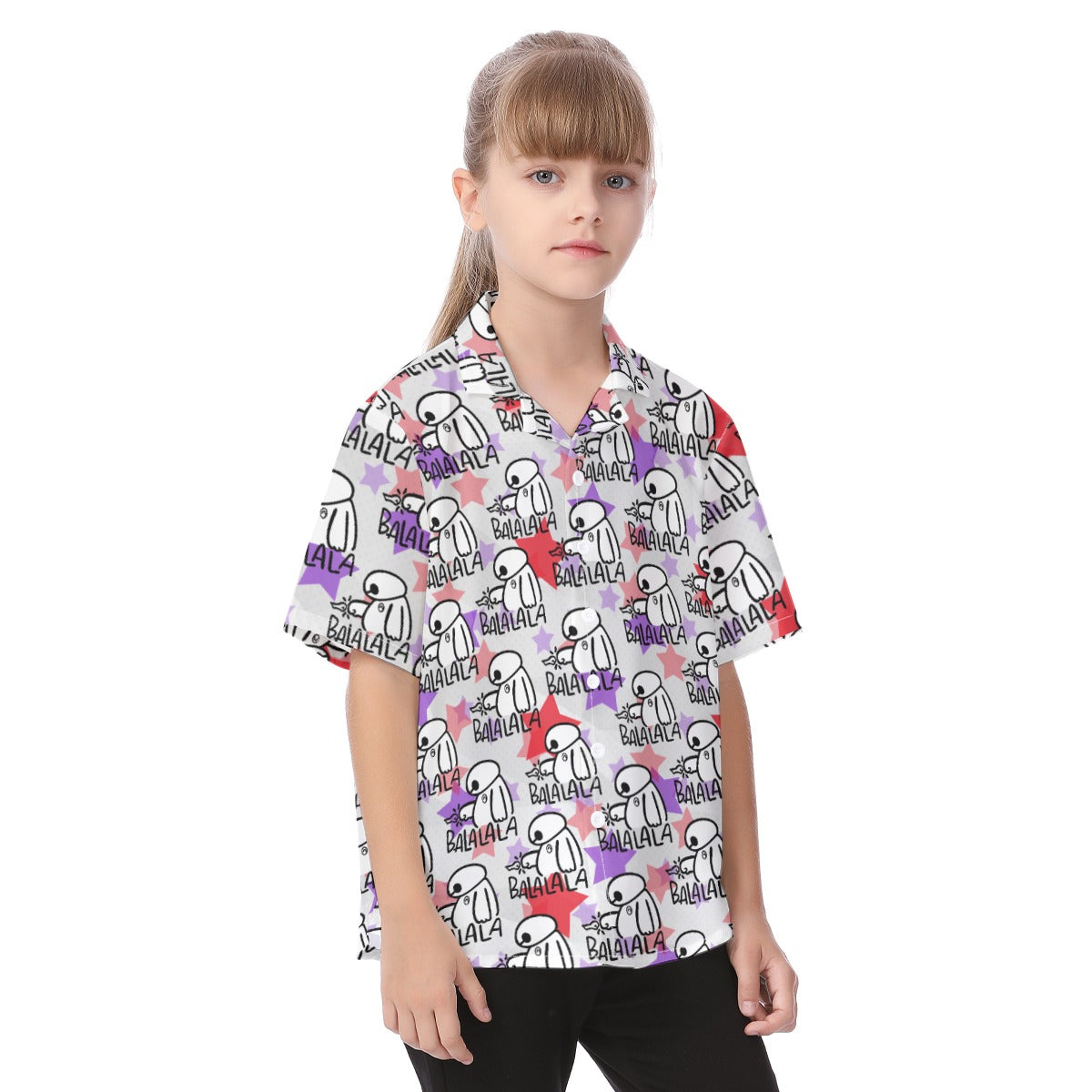 White Robot Balala - Kid's Hawaiian Button Up Shirt