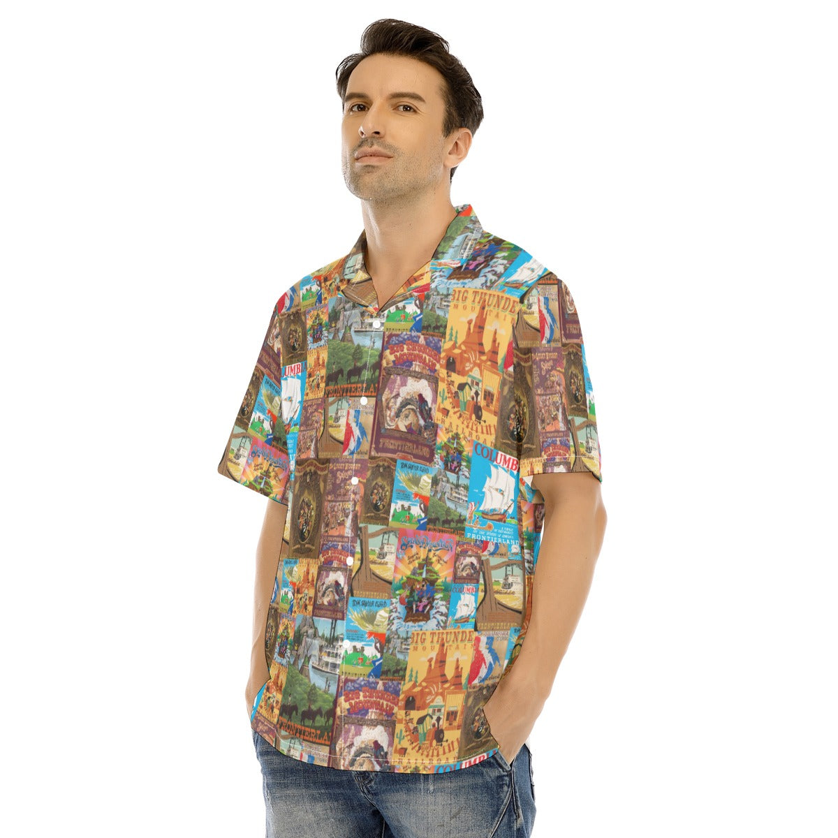 Vintage Frontier Ride Posters - Men's Hawaiian Button Up Shirt