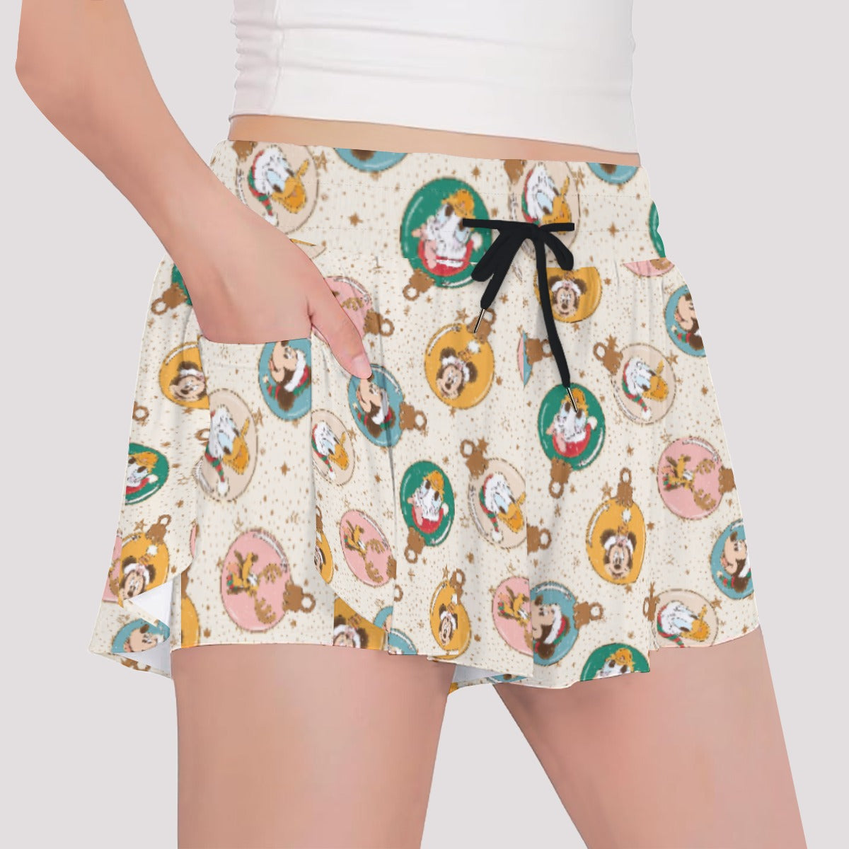 Golden Holiday Baubles - Girls’ Flowy Pocket Shorts